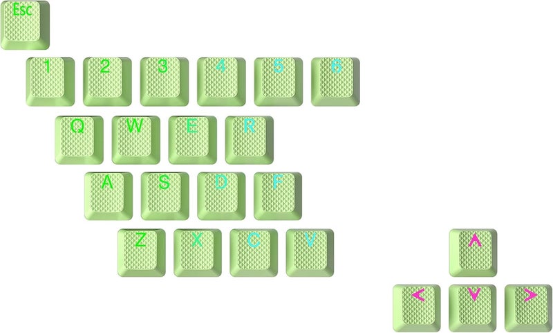 Ranked Rubber Keycap Set | Double Shot Translucent | OEM Profile for Mechanical Gaming Keyboard (Pistachio, 23 Keys) - Image 1